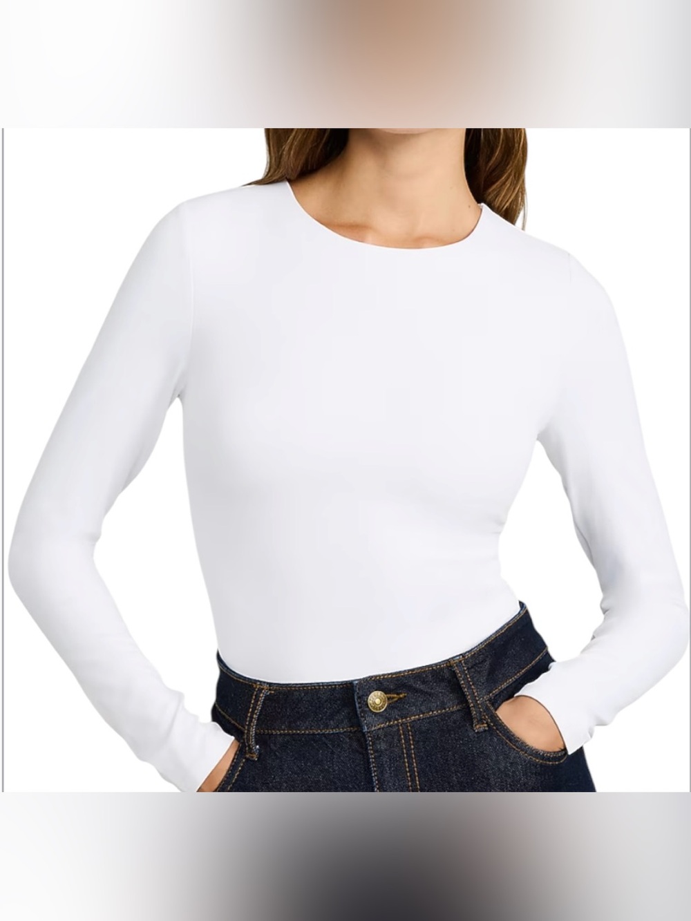 Express Body Contour High Compression Crew Neck Long Sleeve Tong Bodysuit
